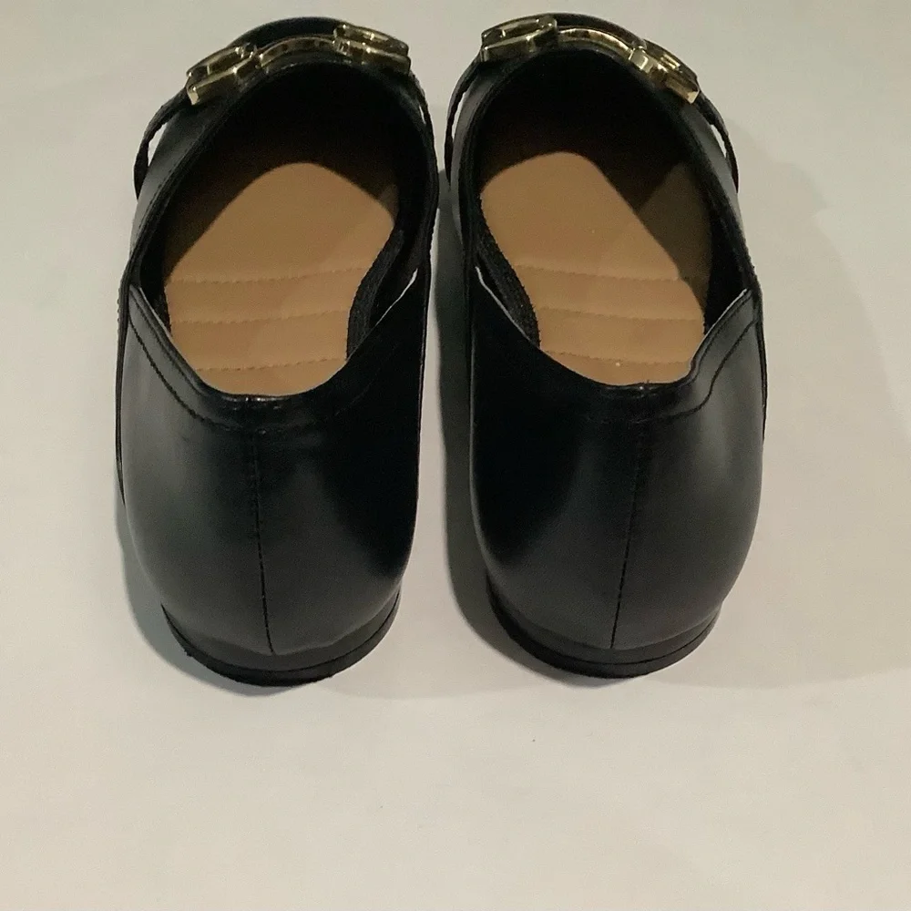 Kelly & Katie Black Flats with Gold Accent